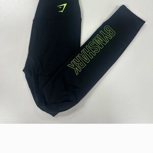 Gymshark Womens Black and Neon Green Leggings
